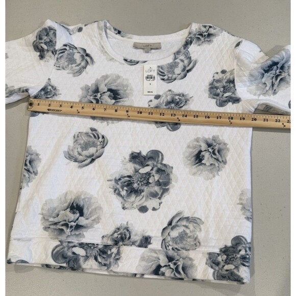 NEW Loft Sweatshirt Womens Small Floral Travel Lightweight Coastal 100% Cotton - Picture 4 of 6